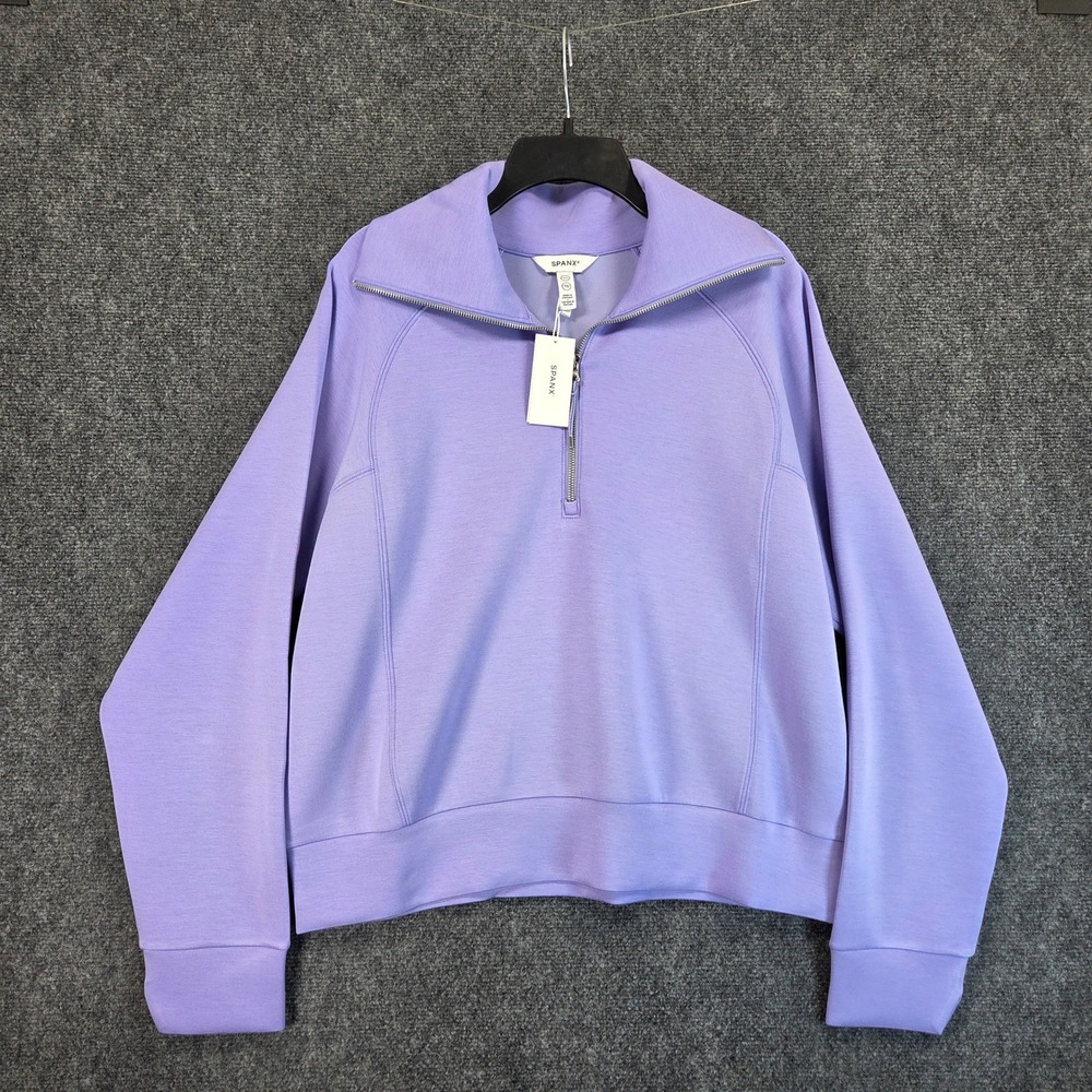 SPANX‎ AirEssentials Half Zip Pullover Sweatshirt Women's XL Amethyst Purple